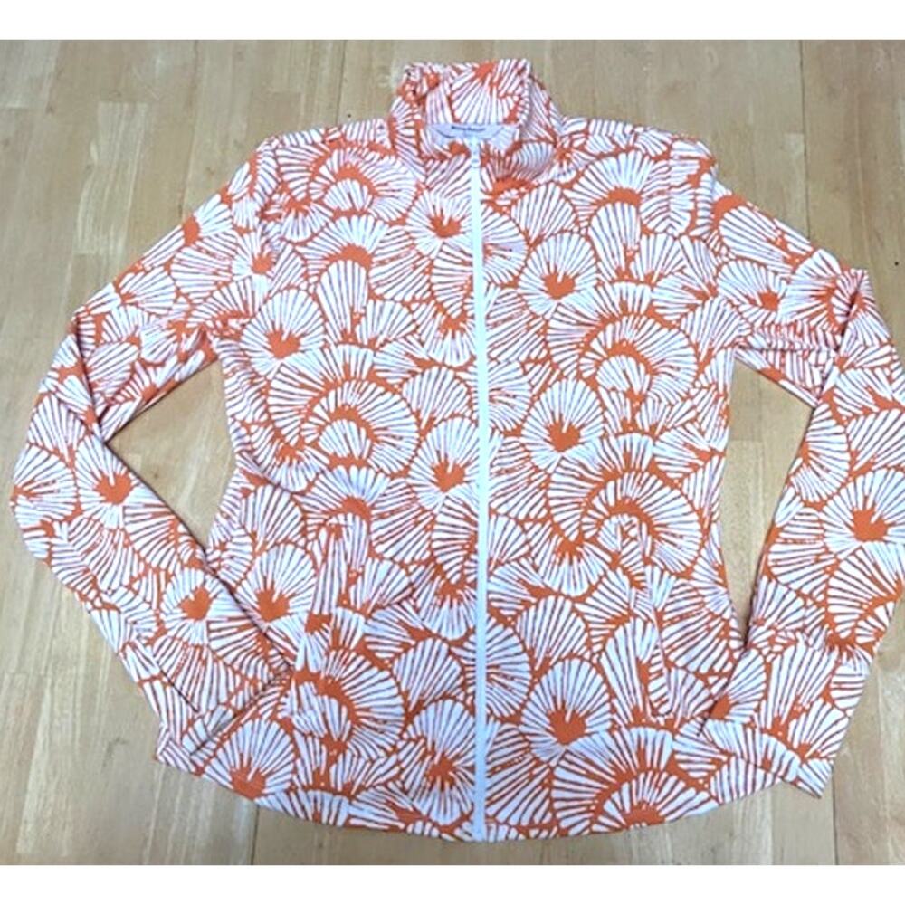 Tommy Bahama Full Zip Athletic Golf Orange White Top Size L